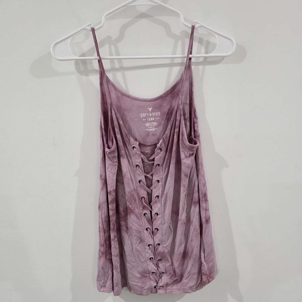 American Eagle Soft And Sexy Tank Size Medium Tie Dye Pink Hippie Indie Fairy